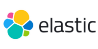 Elastic-Logo mit einer Ansammlung bunter, sich überlappender Formen in Blau, Gelb, Grün und Rosa links neben dem Wort „elastic“ in schwarzen Kleinbuchstaben.