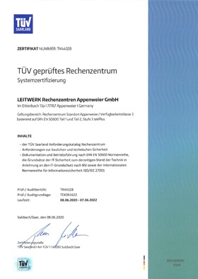 Zertifikat TÜV Saarland